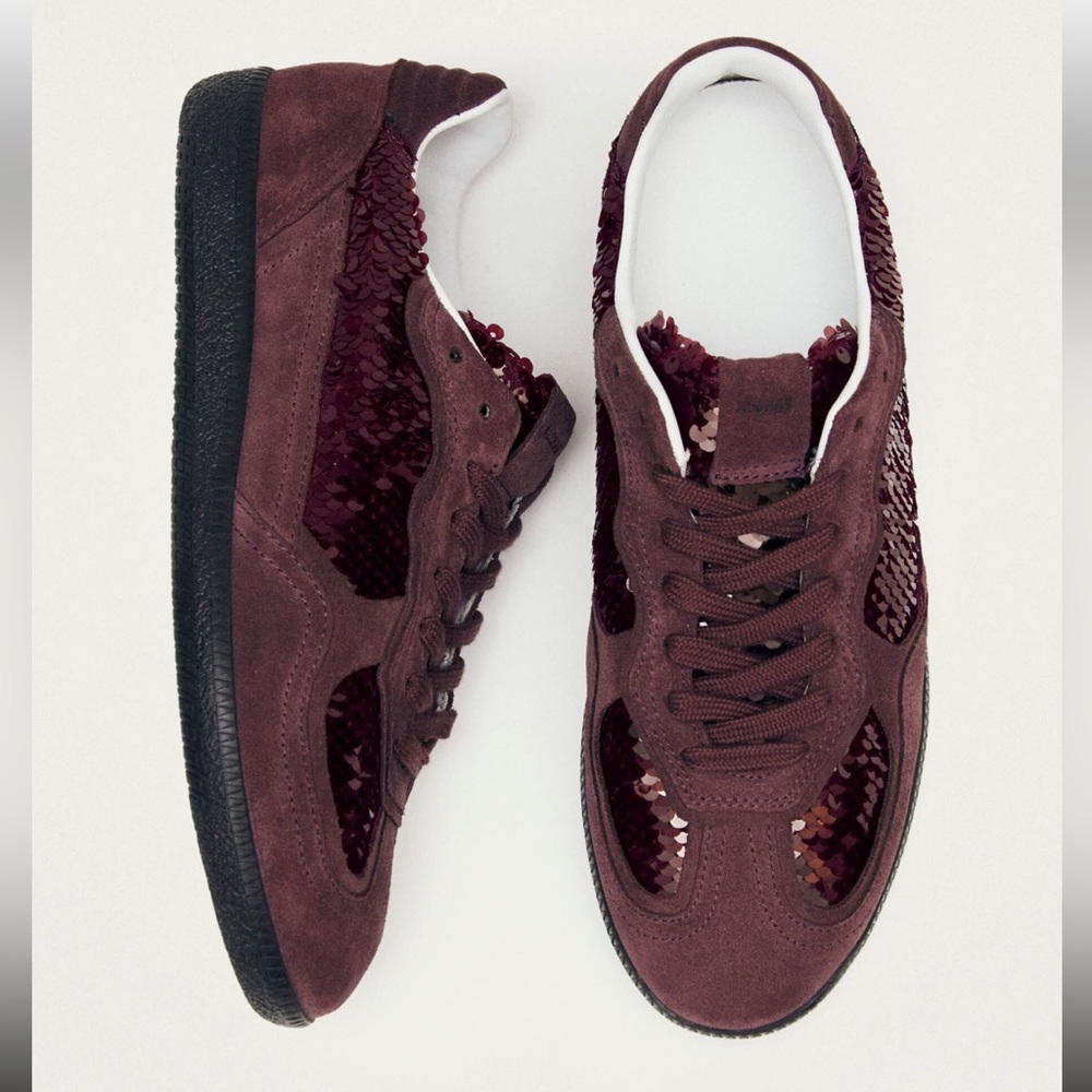 ALOHAS Tb.490 Glint Burgundy Leather sequins shoes Sneakers 37 New